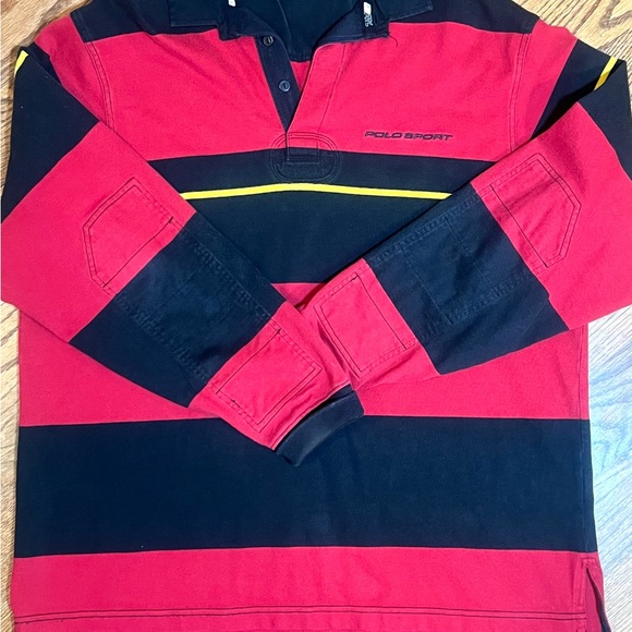 Polo Sport by Ralph Lauren Red and Black Striped‎ Shirt - Picture 2 of 12